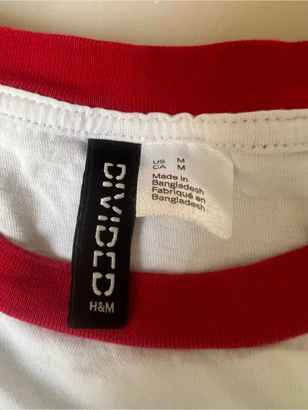 H&M White Tee with Red Crew Ringer